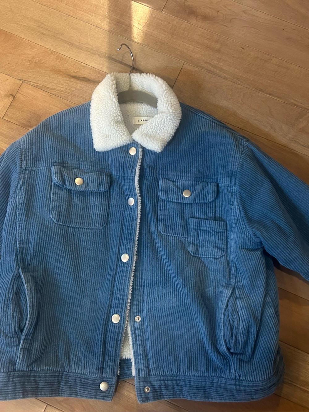 Kids Blue Corduroy Jacket with Sherpa Collar